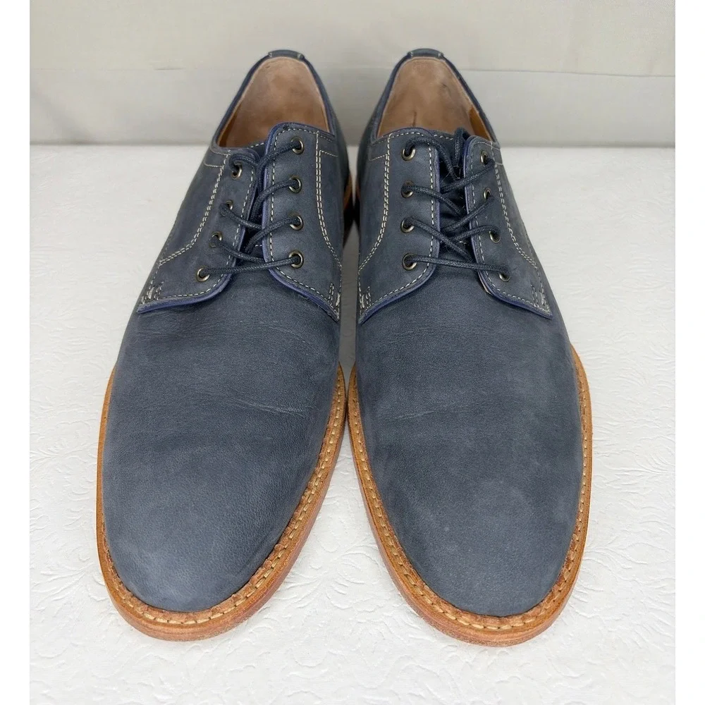 Johnston & Murphy Mens Blue  Italian‎ Suede Plain Toe Derby Shoes 10.5 M
